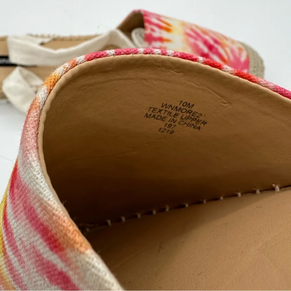 NINE WEST White, Pink, Yellow & Orange Tie Dye Espadrille Ankle Wraparound | 10